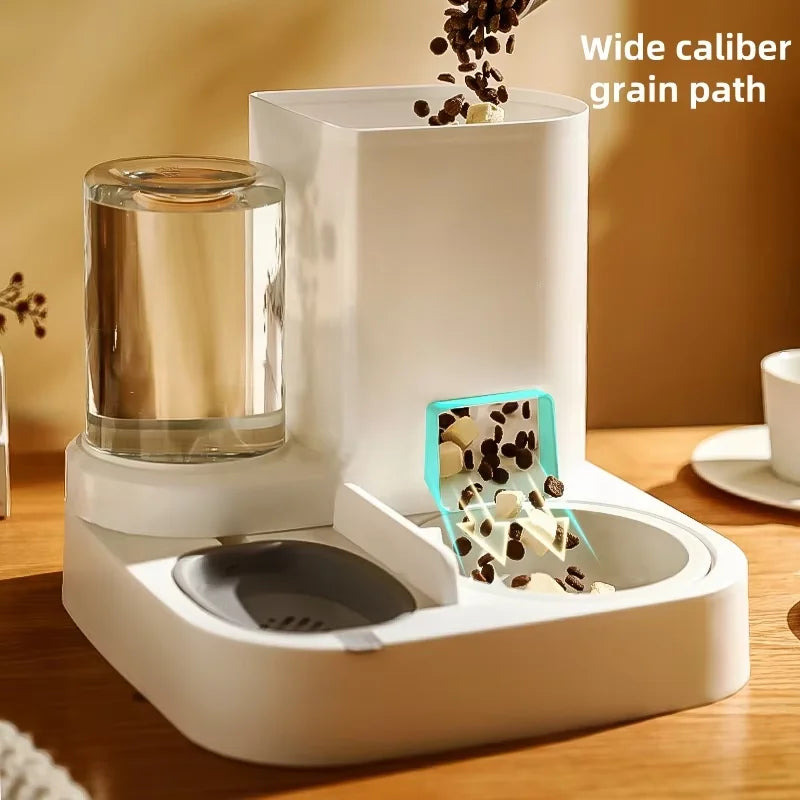 Automatic Gravity Pet Feeder Water Dispenser Large Capacity Non Slip Base Self Feeding Food Grade Plastic Bowl Station