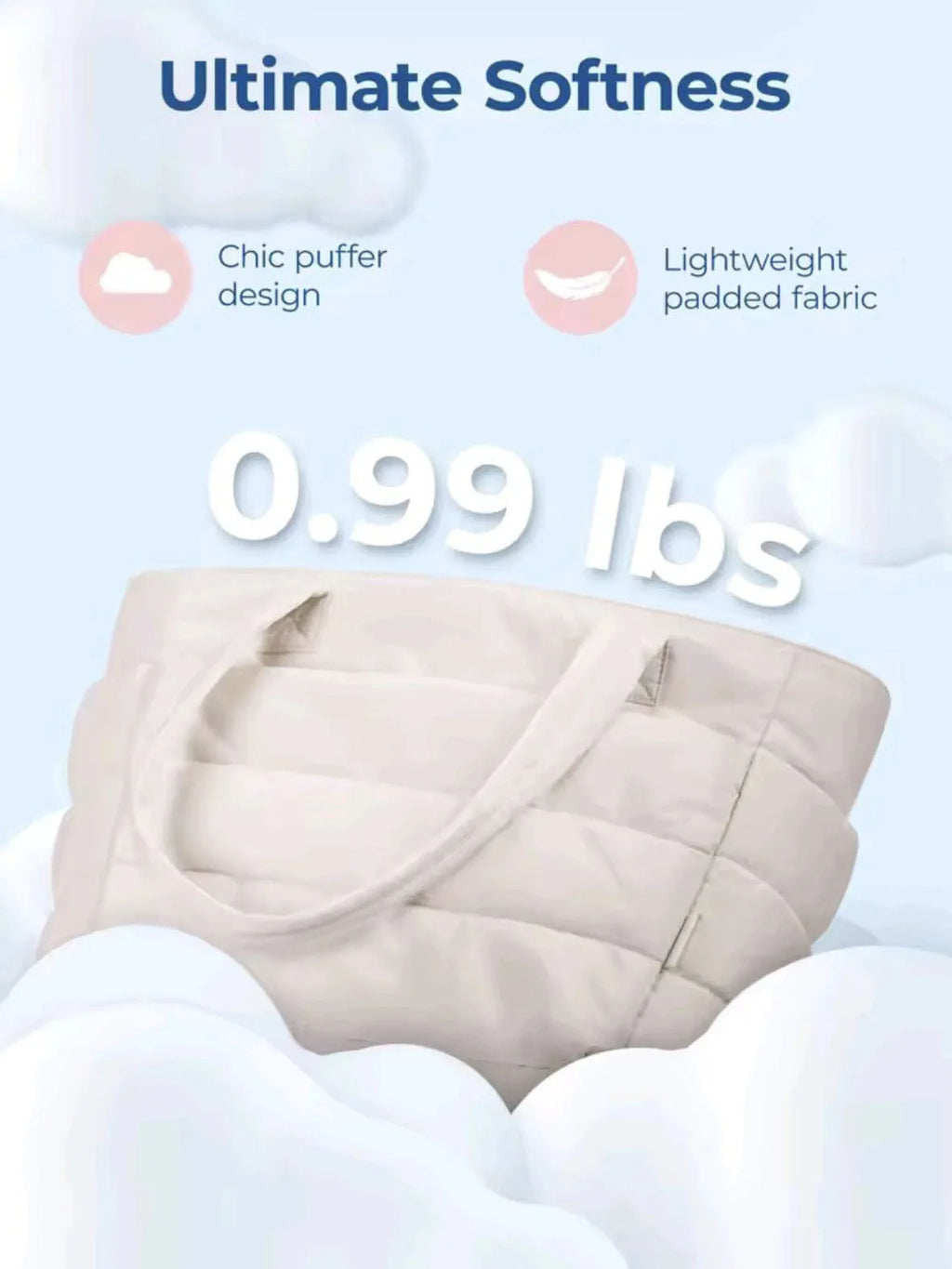 Women's 20L Quilted Puffer Gym Bag with Zipper Lightweight Work Travel Bag for Teachers and Nurses