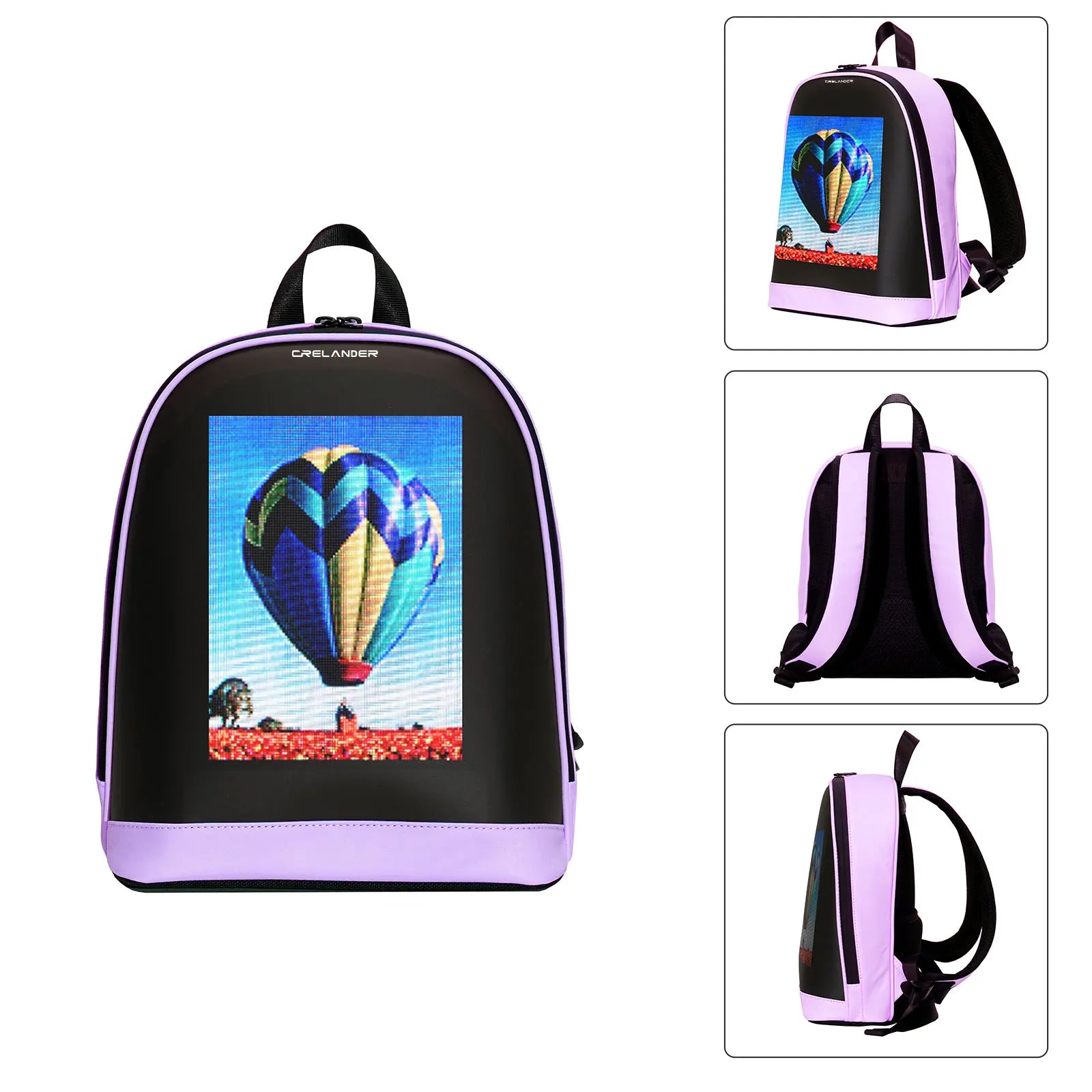 CRELANDER T7 Smart Backpack Black Women Bags Custom DIY LED Full Color Screen Smart LED Backpack Mini Knapsack
