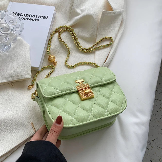 Summer Fashion PU Leather Women Shoulder Bag Designer Flap Handbags Women Bags 2022 Trend Quilted Chain Crossbody Bags Purses