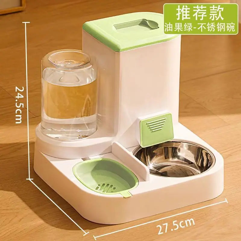 Automatic Gravity Pet Feeder Water Dispenser Large Capacity Non Slip Base Self Feeding Food Grade Plastic Bowl Station
