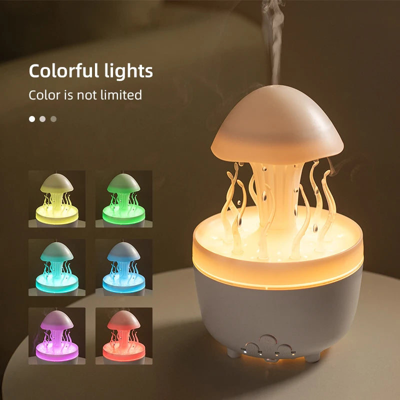 Deep Sea Elf Rain Cloud Humidifier Water Drip Mushroom Aromatherapy Essential Oils Diffuser with 7 LED Night Light