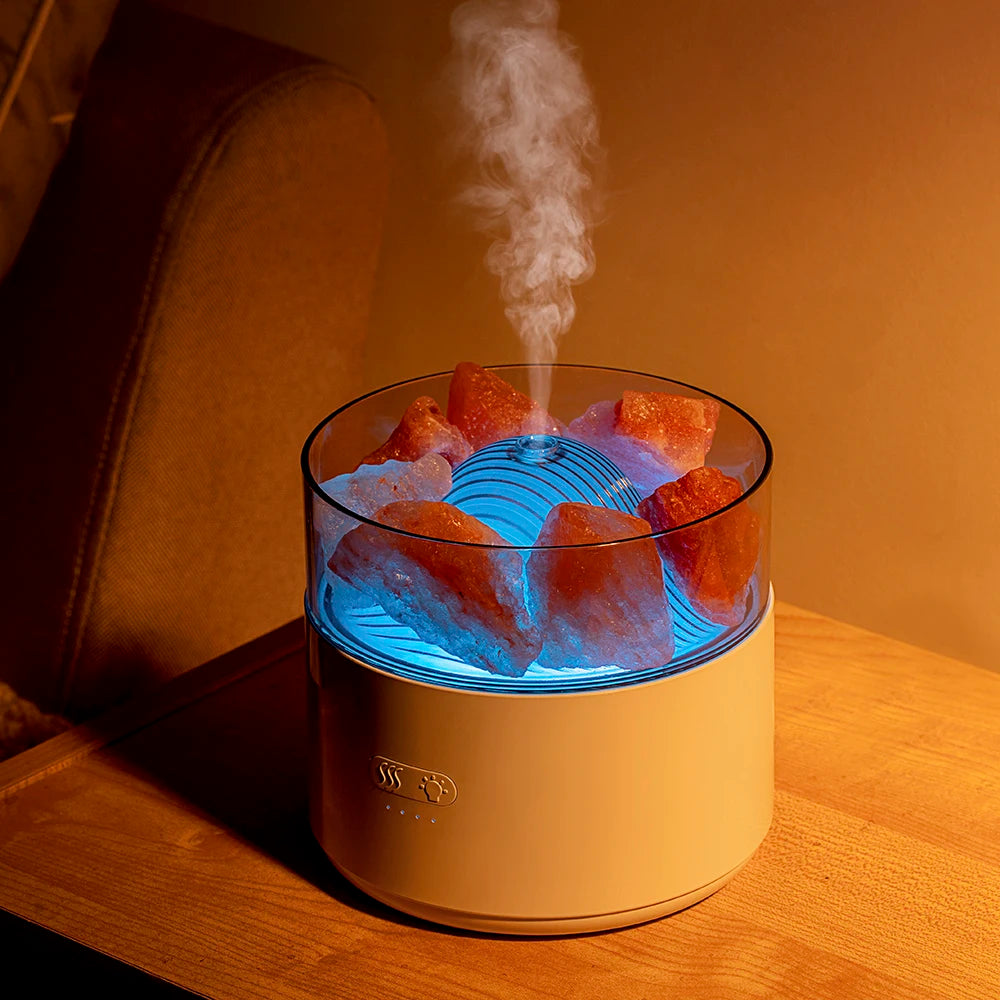 Colorful Night Light Adjustable Two-speed Aroma Diffuser With Nature Salt Stone 200mL Aromatherapy Machine Humidifier Integrated