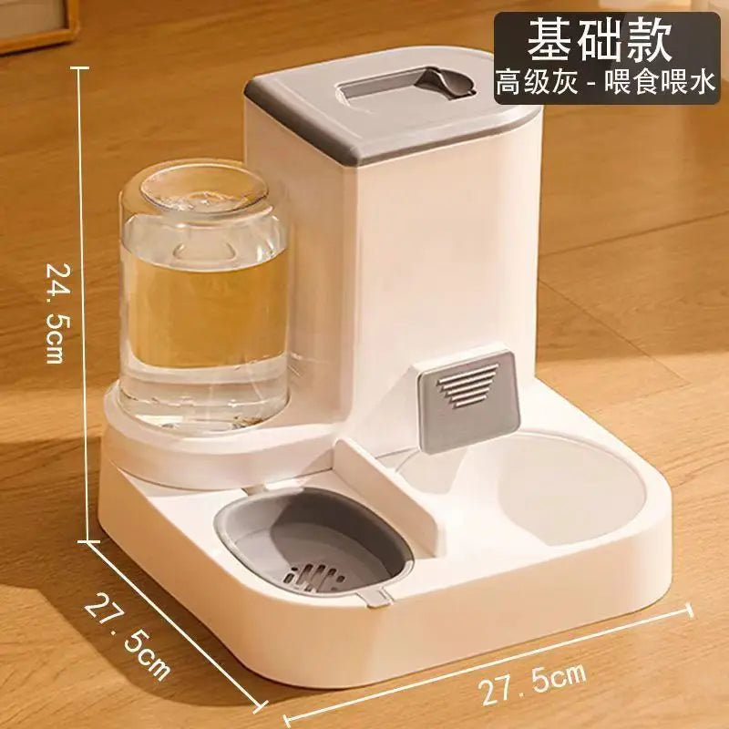 Automatic Gravity Pet Feeder Water Dispenser Large Capacity Non Slip Base Self Feeding Food Grade Plastic Bowl Station