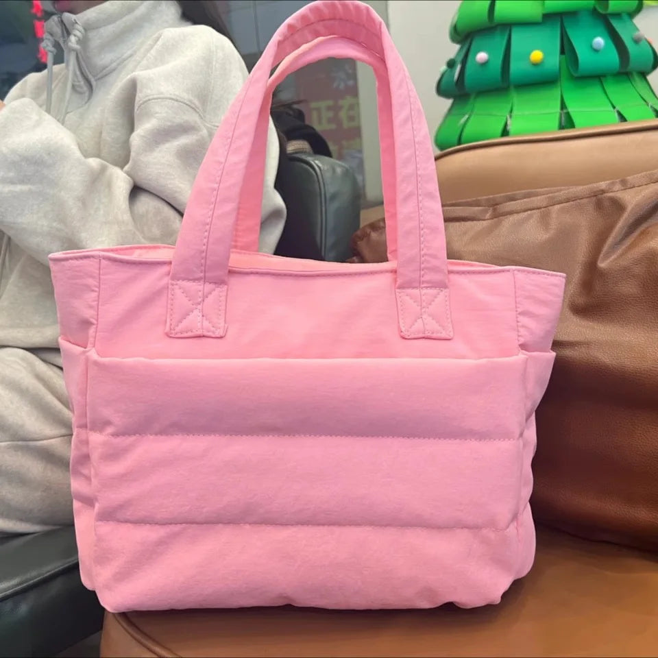 Women's 20L Quilted Puffer Gym Bag with Zipper Lightweight Work Travel Bag for Teachers and Nurses