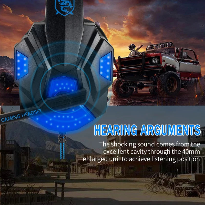 New Professional Wired Gaming Headphones With Microphone Led Light For Computer PS4 PS5 Xbox Bass Stereo PC Gaming Headset Gifts