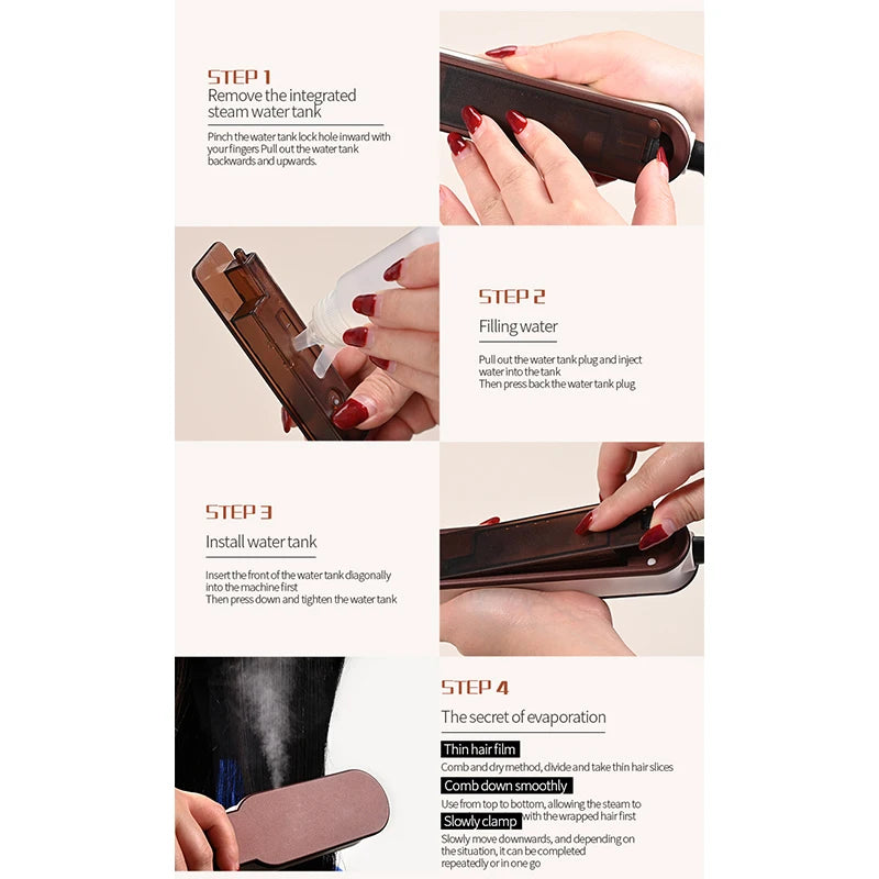 Hot Steam Hair Straightening Comb Electric Hair Care Brush 30 Second Rapid Heating Hair Straightener