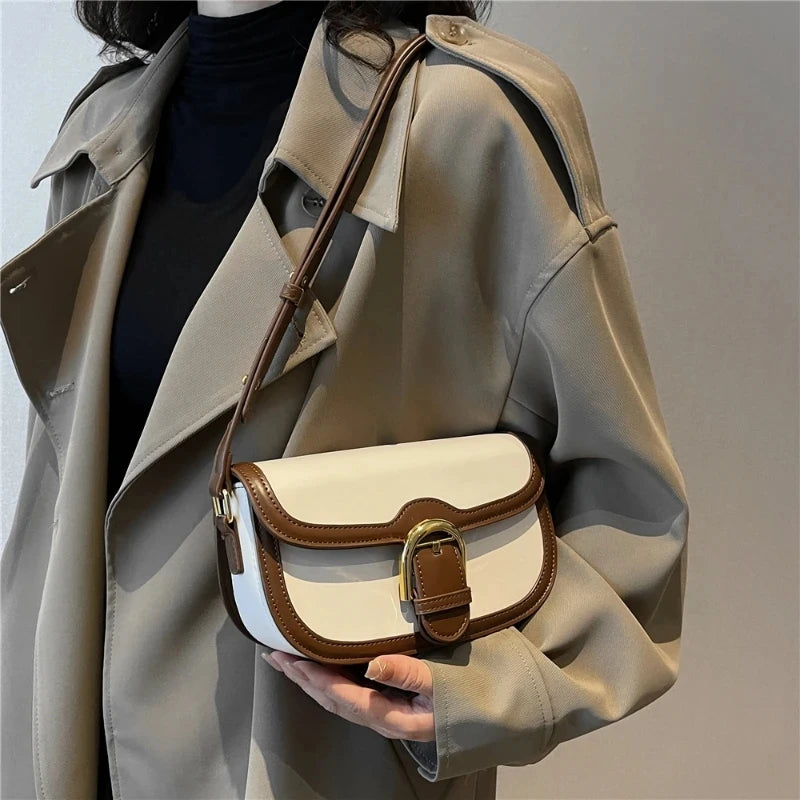 Saddle Shoulder Bags for Women Luxury Designer Small Crossbody Bag Leather Ladies Handbag Fashion Women Bags Flap Purse