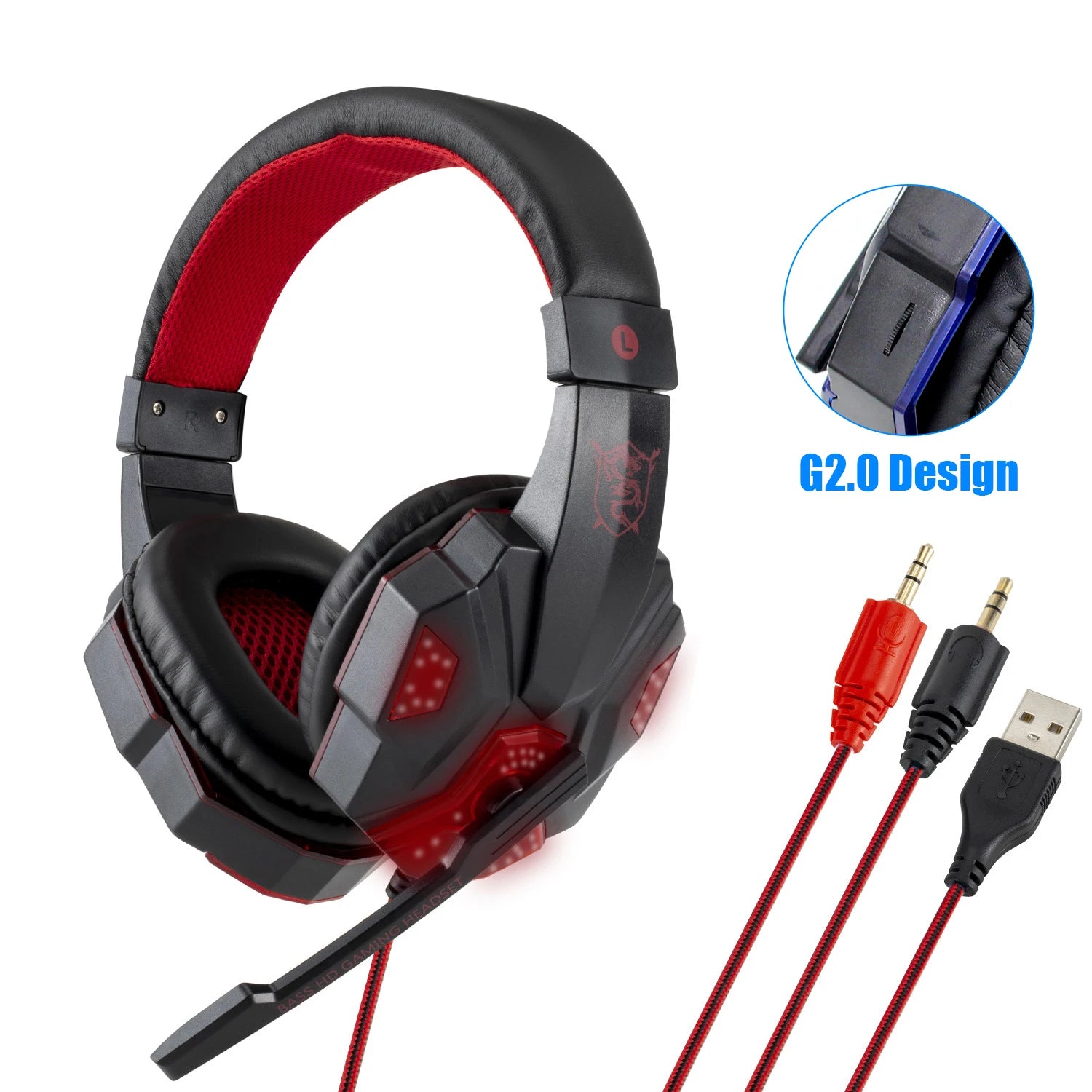New Professional Wired Gaming Headphones With Microphone Led Light For Computer PS4 PS5 Xbox Bass Stereo PC Gaming Headset Gifts