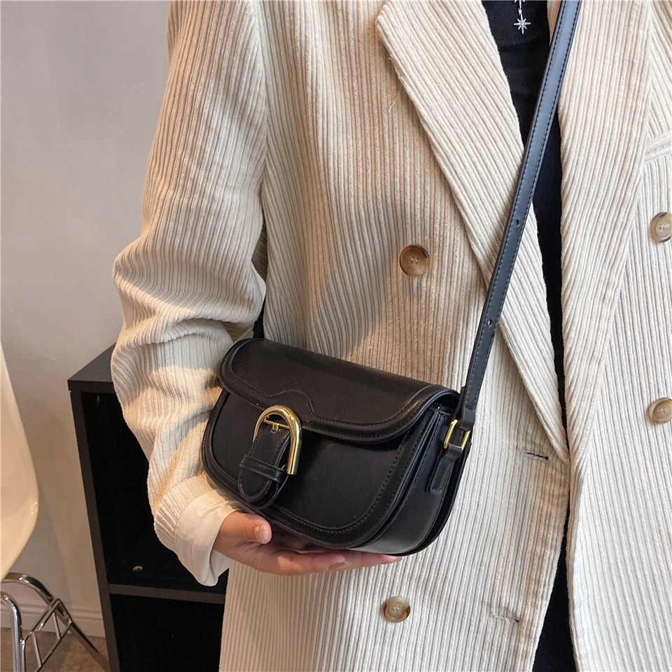 Saddle Shoulder Bags for Women Luxury Designer Small Crossbody Bag Leather Ladies Handbag Fashion Women Bags Flap Purse