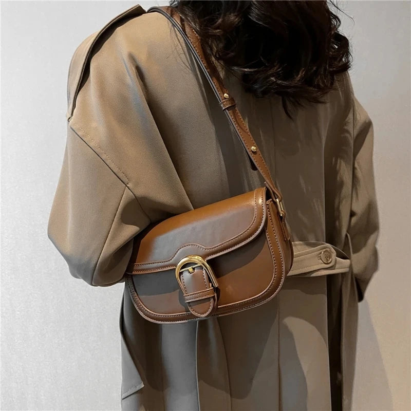 Saddle Shoulder Bags for Women Luxury Designer Small Crossbody Bag Leather Ladies Handbag Fashion Women Bags Flap Purse