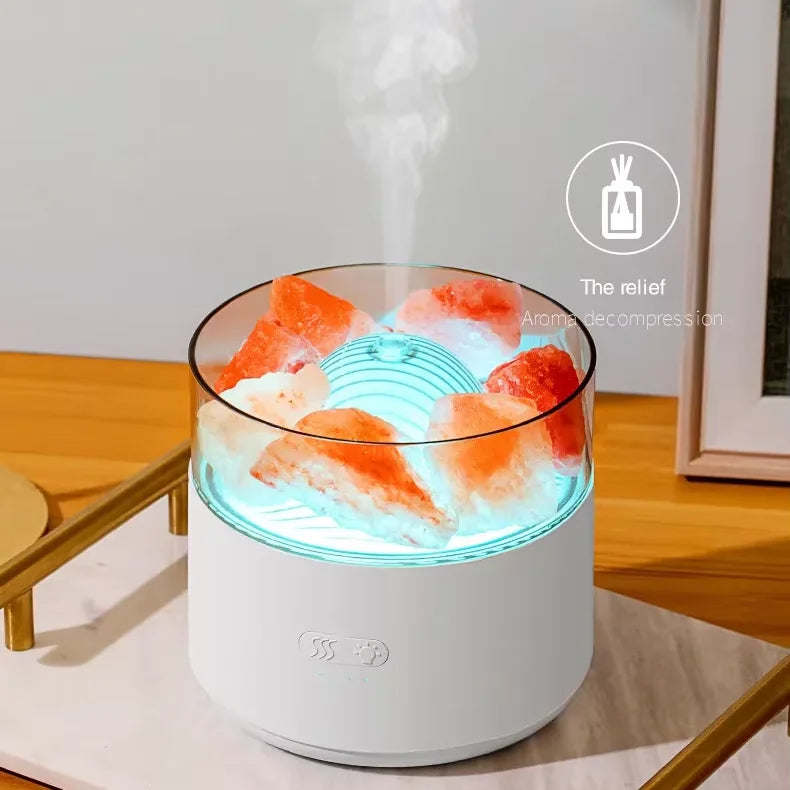 Colorful Night Light Adjustable Two-speed Aroma Diffuser With Nature Salt Stone 200mL Aromatherapy Machine Humidifier Integrated