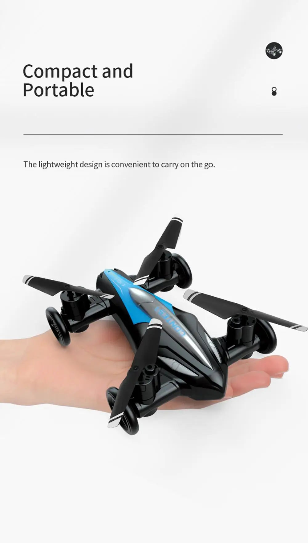 D85 2in1 Mini Drone Air-Ground Flying Car 2.4G Dual Mode Racing Professional RC Car Quadcopter Drones Children Off-road Toy Dron
