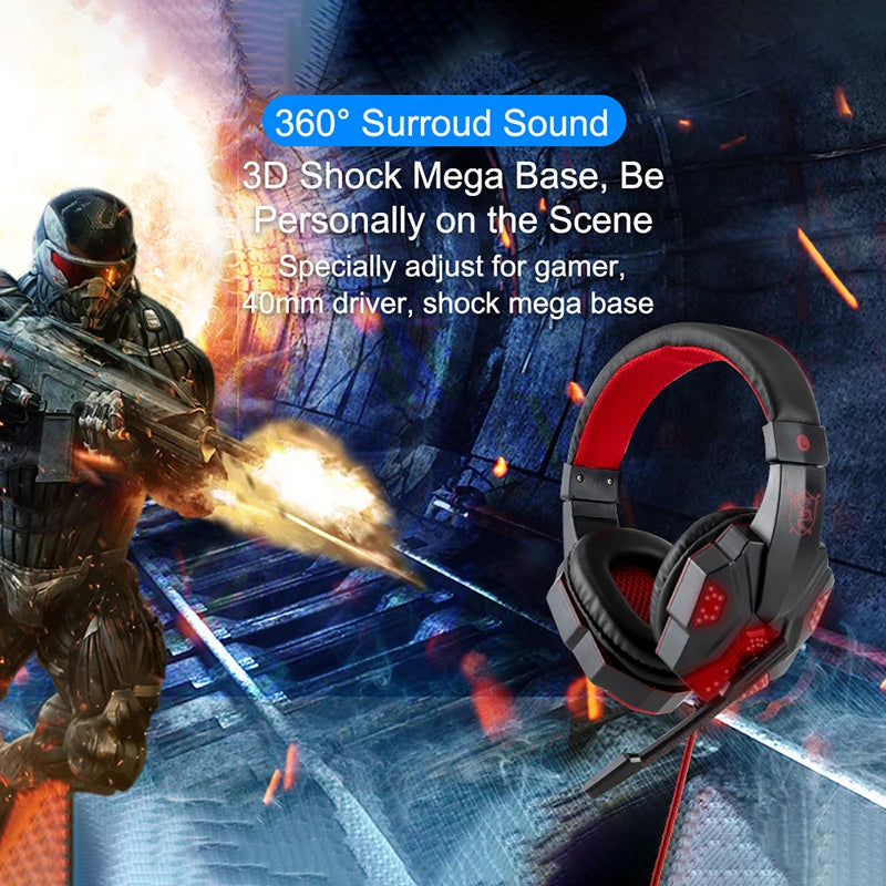 New Professional Wired Gaming Headphones With Microphone Led Light For Computer PS4 PS5 Xbox Bass Stereo PC Gaming Headset Gifts