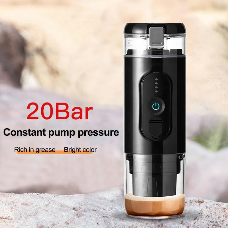 Portable 12V Car Travel Mini Espresso Coffee Maker Rechargeable 2500W Mini Coffee Maker USB Multi-Function Heating Car Travel