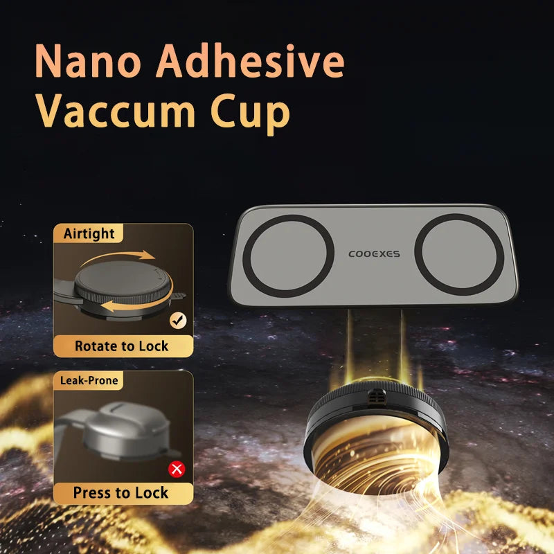 New Arrival Car Phone Holder Strong Magnetic Flexible 360 Rotation Vacuum Suction Cup Memory Metal Phone Mount for magsafe