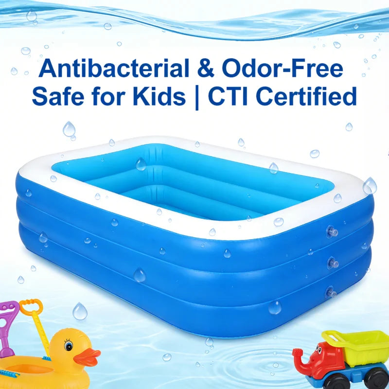 OUCHAO Family Inflatable Swimming Pool | Thickened PVC Antibacterial Odor-Free | CTI Certified 48H Leak Test | Fast Inflation