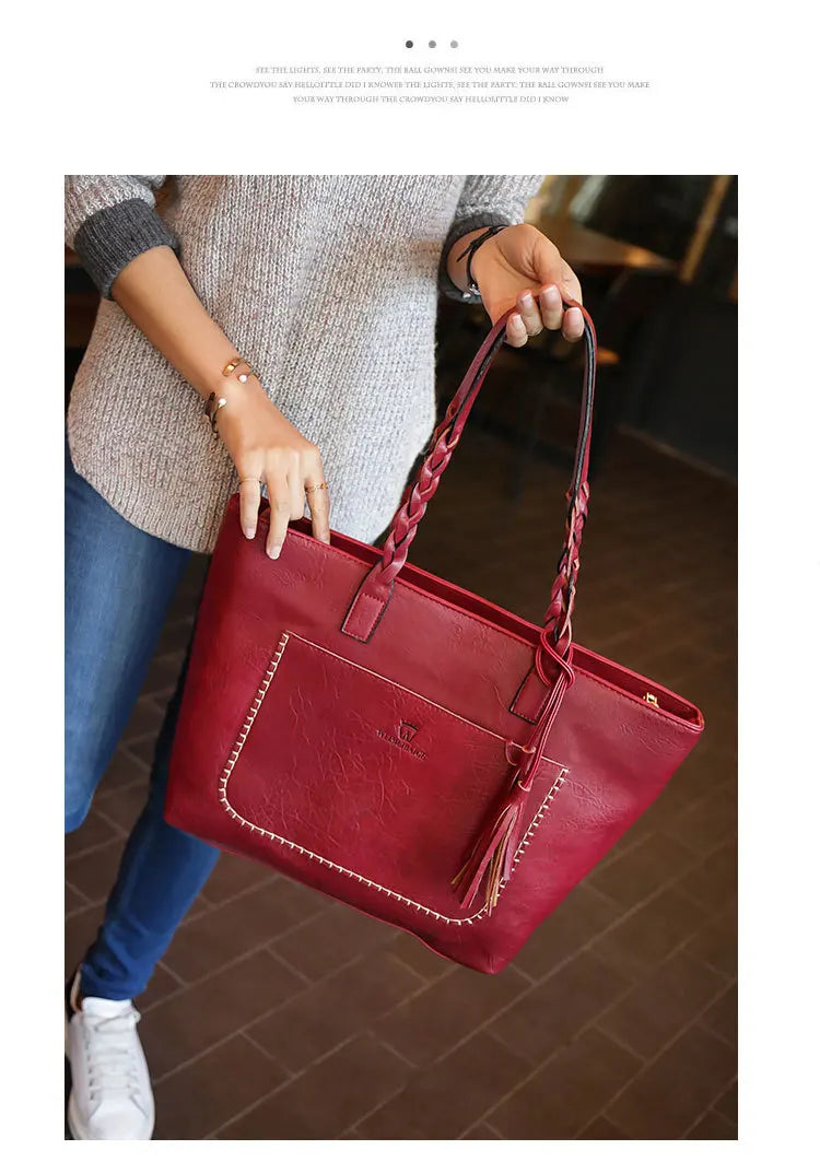 Bag Fashion Women Leather Handbag Brief Shoulder Bags Black White Large Capacity Luxury Handbags Tote Bags Design Bolsos