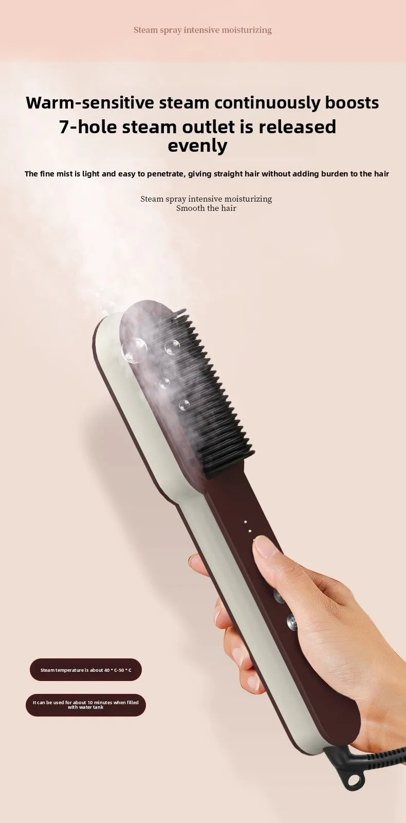 Hot Steam Hair Straightening Comb Electric Hair Care Brush 30 Second Rapid Heating Hair Straightener
