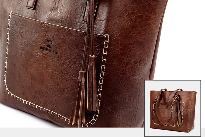 Bag Fashion Women Leather Handbag Brief Shoulder Bags Black White Large Capacity Luxury Handbags Tote Bags Design Bolsos