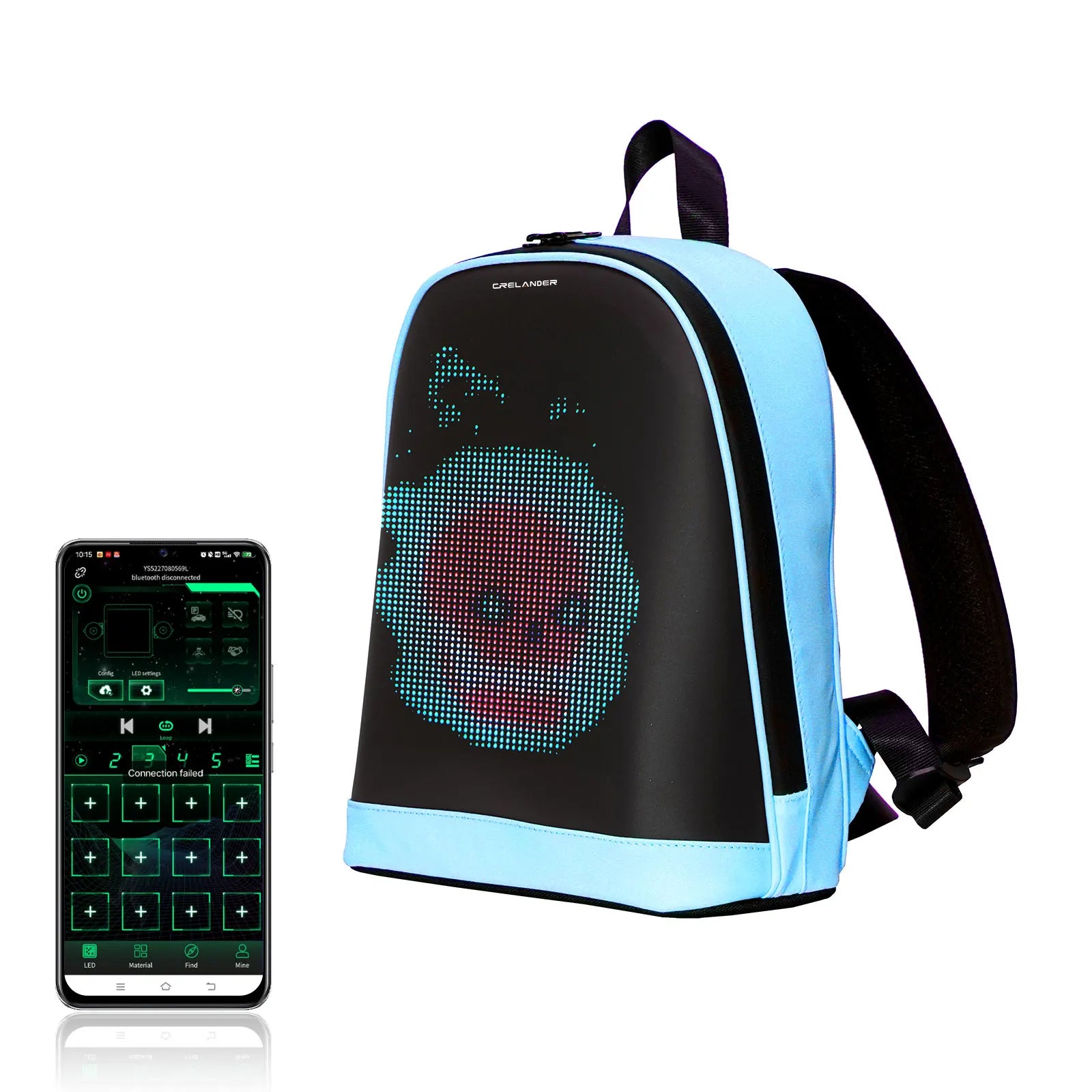 CRELANDER T7 Smart Backpack Black Women Bags Custom DIY LED Full Color Screen Smart LED Backpack Mini Knapsack