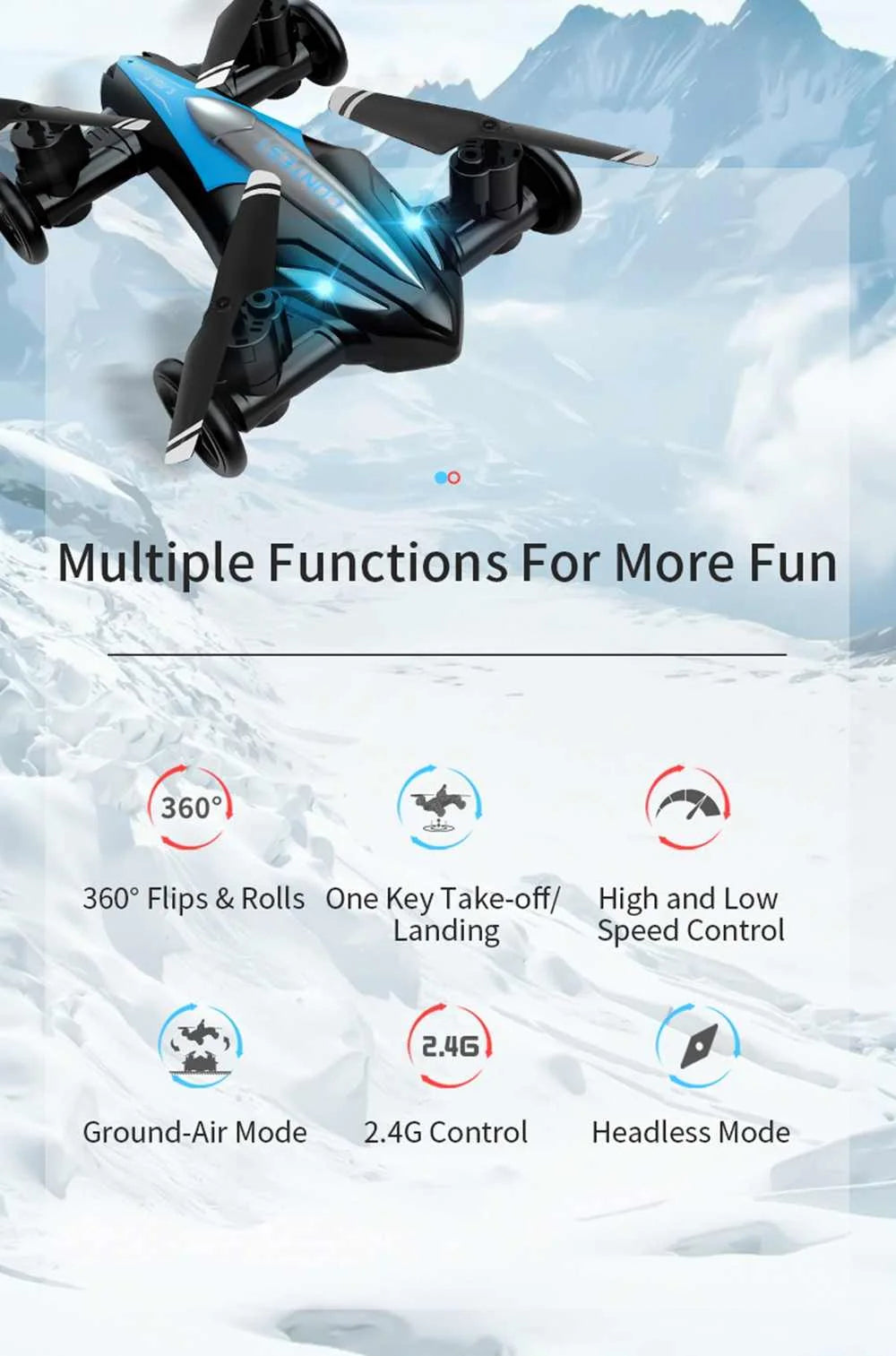 D85 2in1 Mini Drone Air-Ground Flying Car 2.4G Dual Mode Racing Professional RC Car Quadcopter Drones Children Off-road Toy Dron