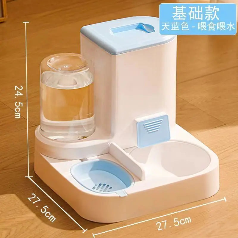 Automatic Gravity Pet Feeder Water Dispenser Large Capacity Non Slip Base Self Feeding Food Grade Plastic Bowl Station