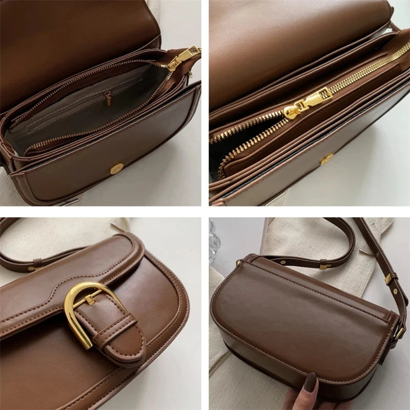 Saddle Shoulder Bags for Women Luxury Designer Small Crossbody Bag Leather Ladies Handbag Fashion Women Bags Flap Purse