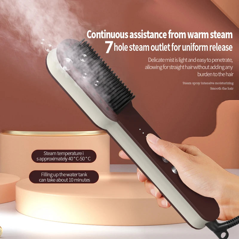 Hot Steam Hair Straightening Comb Electric Hair Care Brush 30 Second Rapid Heating Hair Straightener