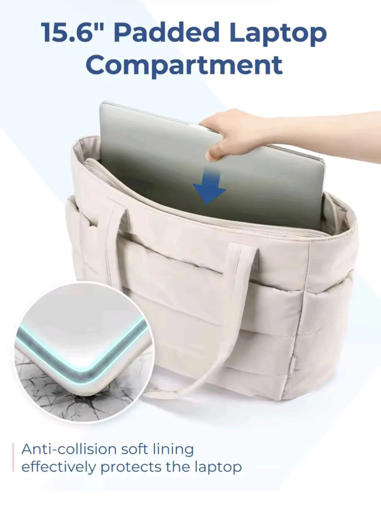 Women's 20L Quilted Puffer Gym Bag with Zipper Lightweight Work Travel Bag for Teachers and Nurses