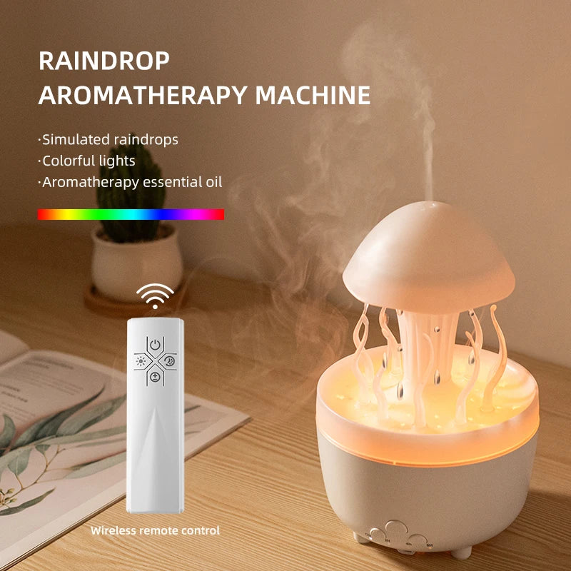 Deep Sea Elf Rain Cloud Humidifier Water Drip Mushroom Aromatherapy Essential Oils Diffuser with 7 LED Night Light