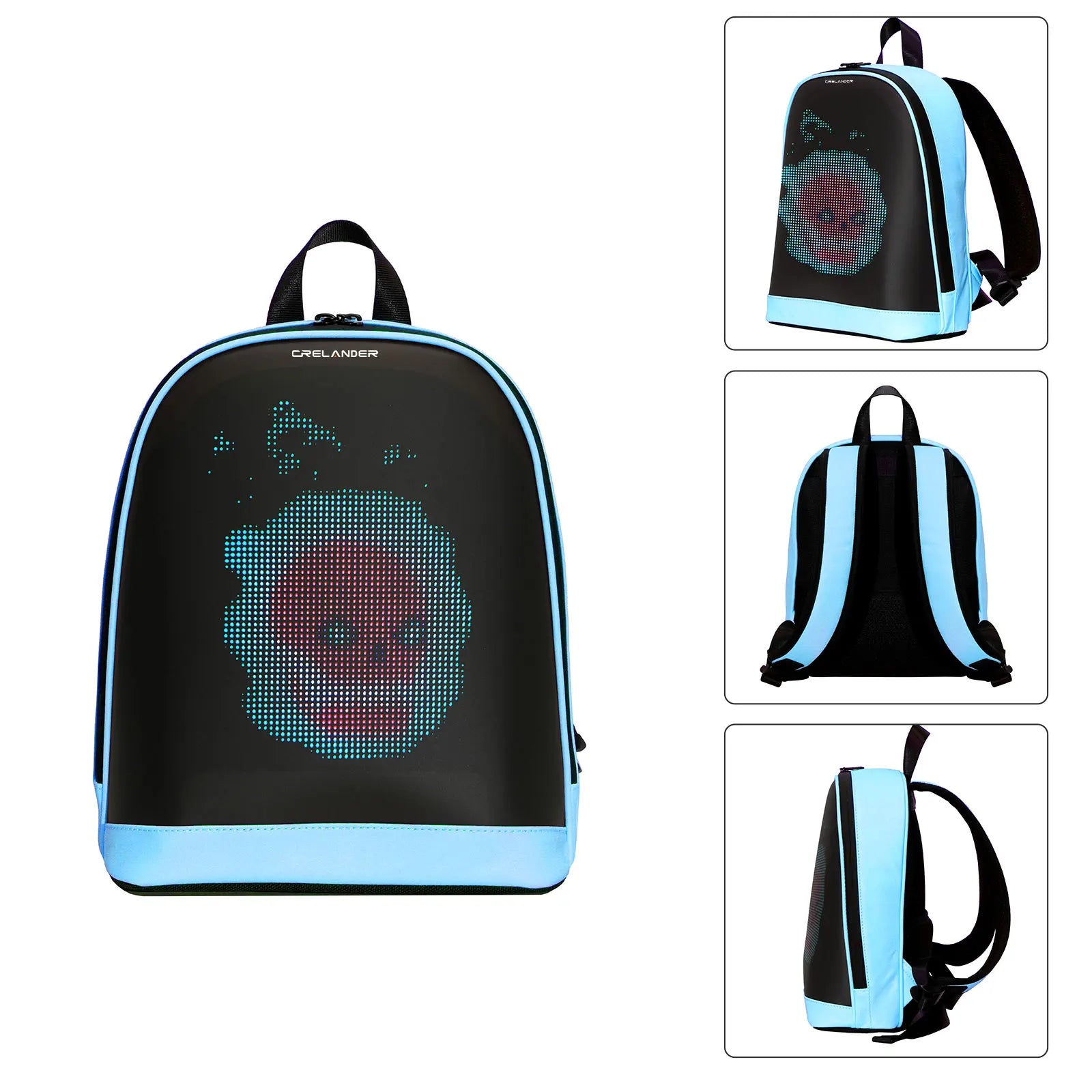 CRELANDER T7 Smart Backpack Black Women Bags Custom DIY LED Full Color Screen Smart LED Backpack Mini Knapsack