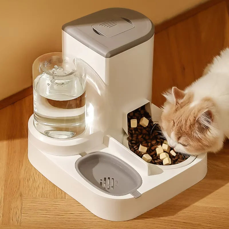 Automatic Gravity Pet Feeder Water Dispenser Large Capacity Non Slip Base Self Feeding Food Grade Plastic Bowl Station