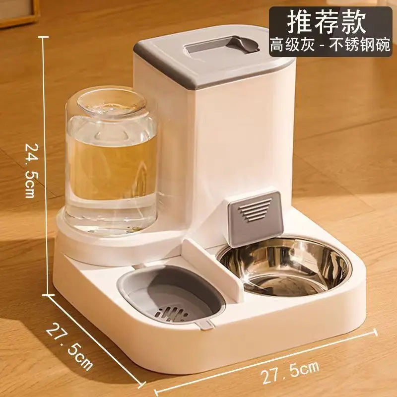 Automatic Gravity Pet Feeder Water Dispenser Large Capacity Non Slip Base Self Feeding Food Grade Plastic Bowl Station