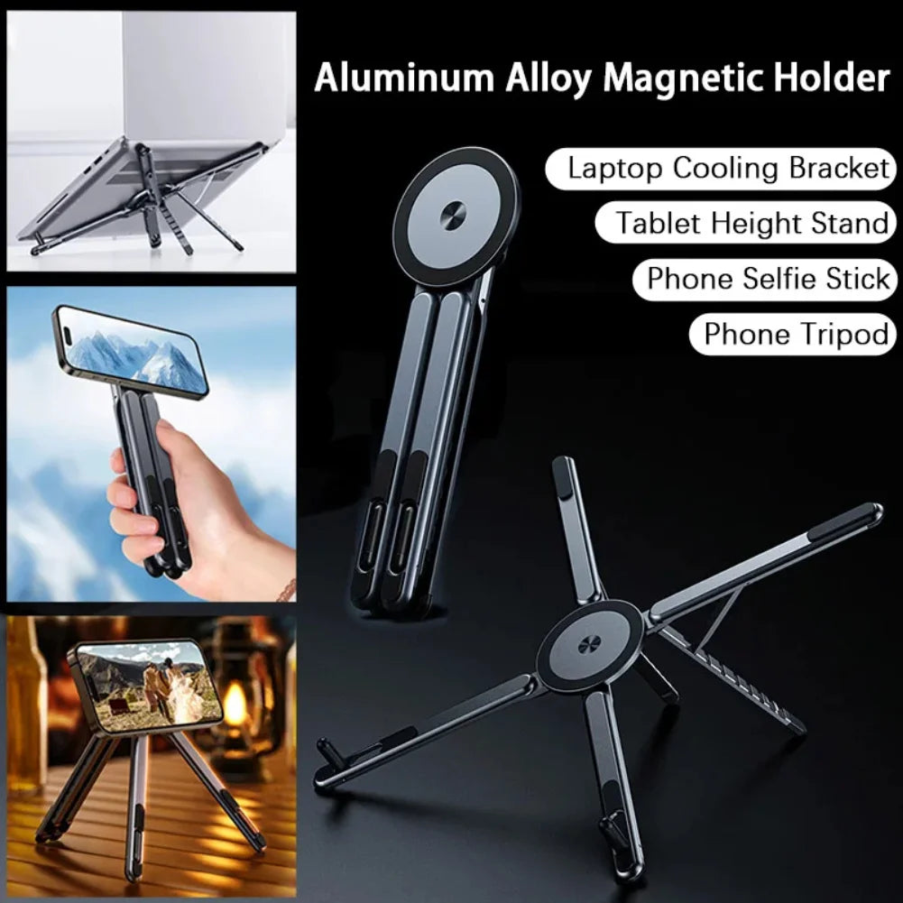 4 in 1 Functional Foldable Travel Stand,Portable Laptop Stands,Tablet PC Stands,Magnetic Phone Holders,Phone Selfie Stick