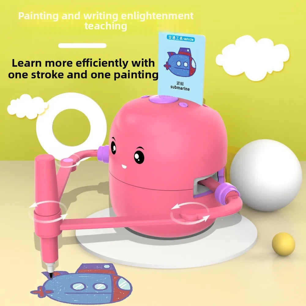 Fully Automatic Intelligent Drawing and Writing Robot Toy for Kids Aged 3 to 6 Plastic Material Accompanying Kids' Growth