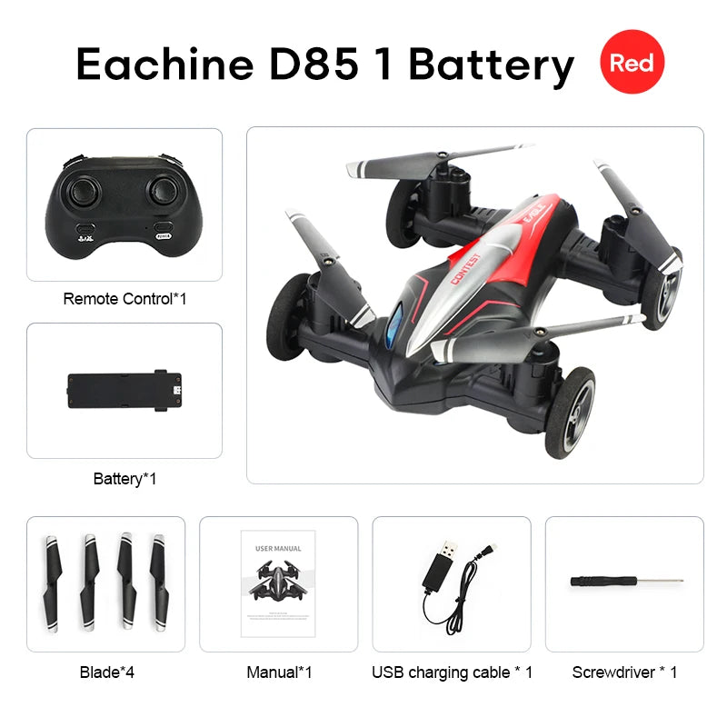 D85 2in1 Mini Drone Air-Ground Flying Car 2.4G Dual Mode Racing Professional RC Car Quadcopter Drones Children Off-road Toy Dron