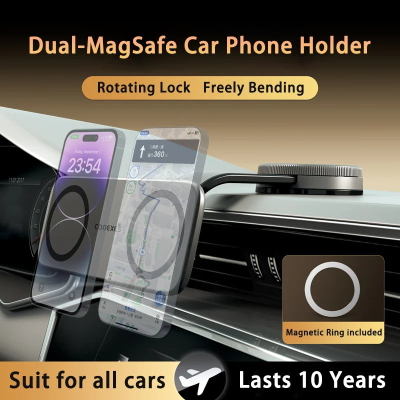 New Arrival Car Phone Holder Strong Magnetic Flexible 360 Rotation Vacuum Suction Cup Memory Metal Phone Mount for magsafe