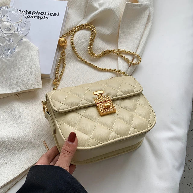 Summer Fashion PU Leather Women Shoulder Bag Designer Flap Handbags Women Bags 2022 Trend Quilted Chain Crossbody Bags Purses