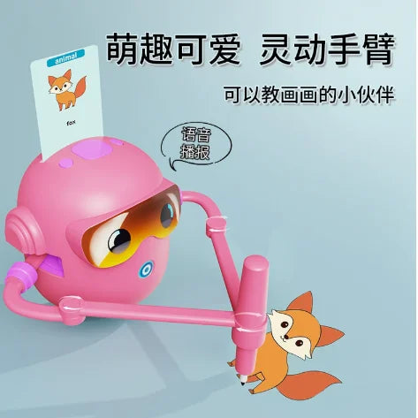 Fully Automatic Intelligent Drawing and Writing Robot Toy for Kids Aged 3 to 6 Plastic Material Accompanying Kids' Growth