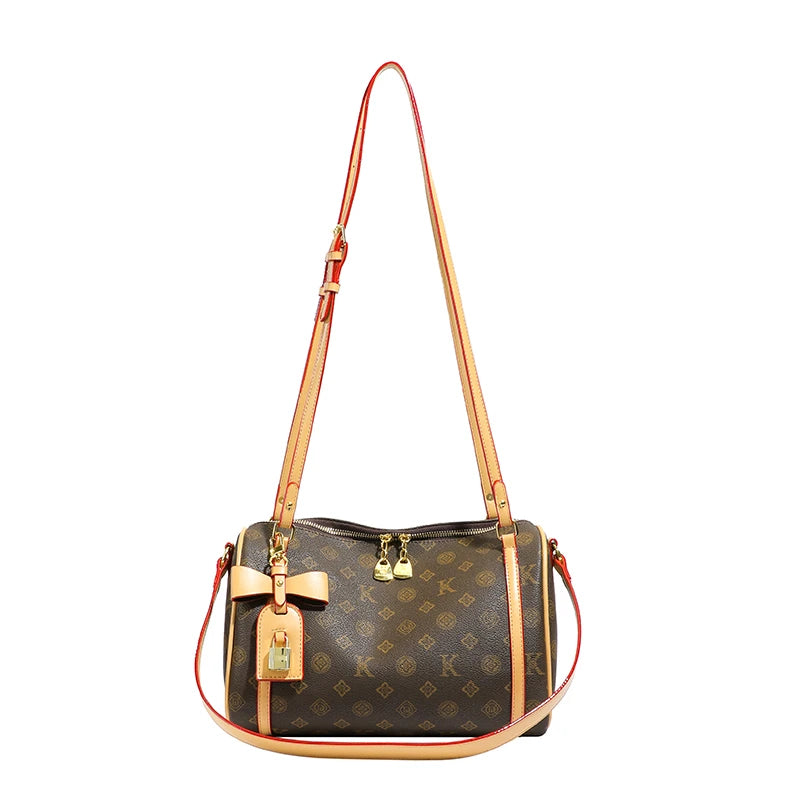Fashion Geometric Pattern  Shoulder Bag Boston Pillow Commuting Handbag Large Capacity PU Zipper Portable Women's Bag.1071