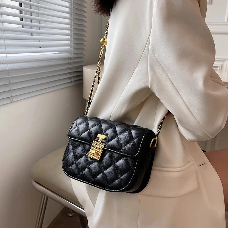 Summer Fashion PU Leather Women Shoulder Bag Designer Flap Handbags Women Bags 2022 Trend Quilted Chain Crossbody Bags Purses