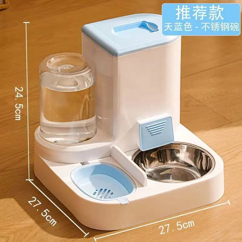Automatic Gravity Pet Feeder Water Dispenser Large Capacity Non Slip Base Self Feeding Food Grade Plastic Bowl Station