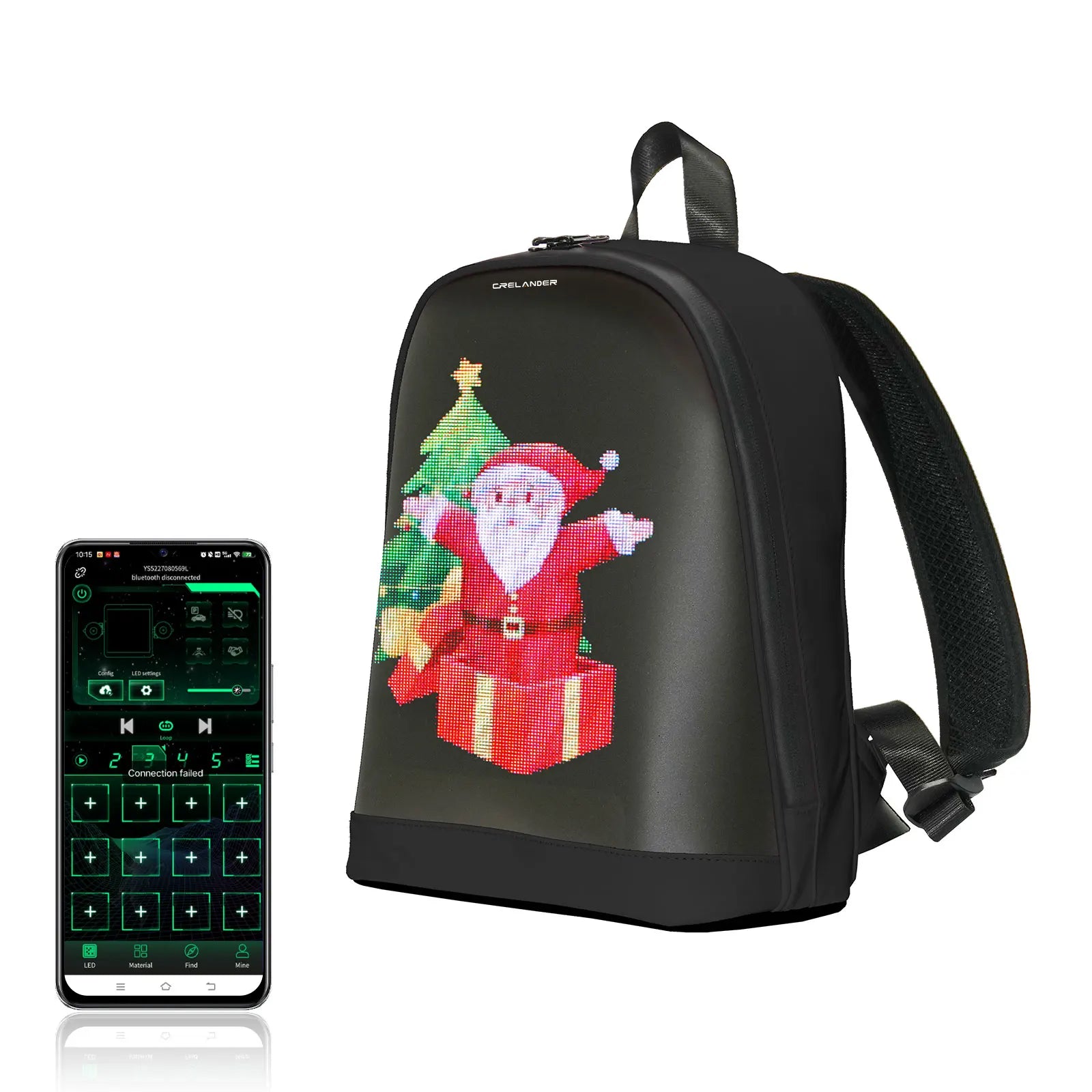 CRELANDER T7 Smart Backpack Black Women Bags Custom DIY LED Full Color Screen Smart LED Backpack Mini Knapsack