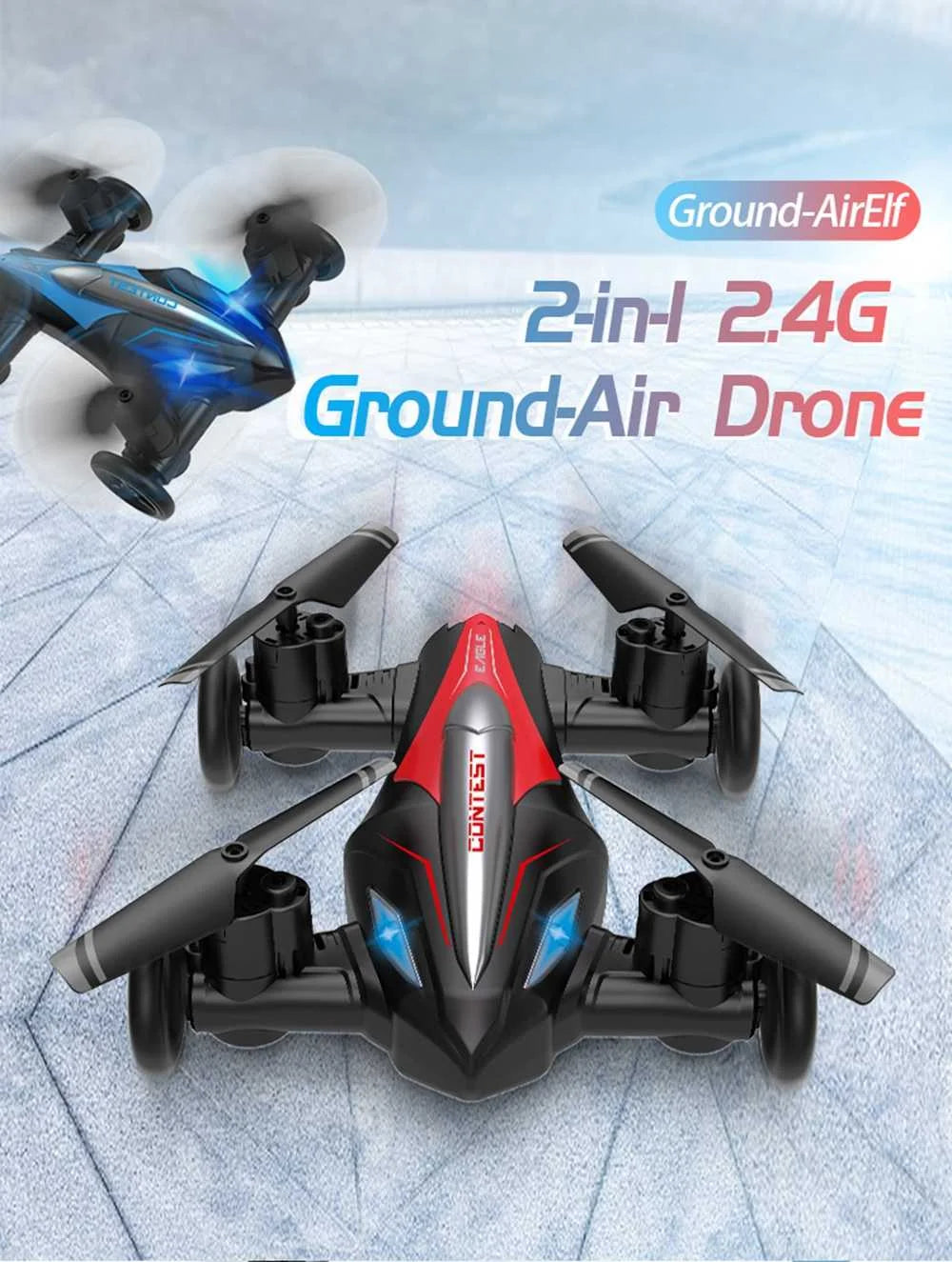 D85 2in1 Mini Drone Air-Ground Flying Car 2.4G Dual Mode Racing Professional RC Car Quadcopter Drones Children Off-road Toy Dron
