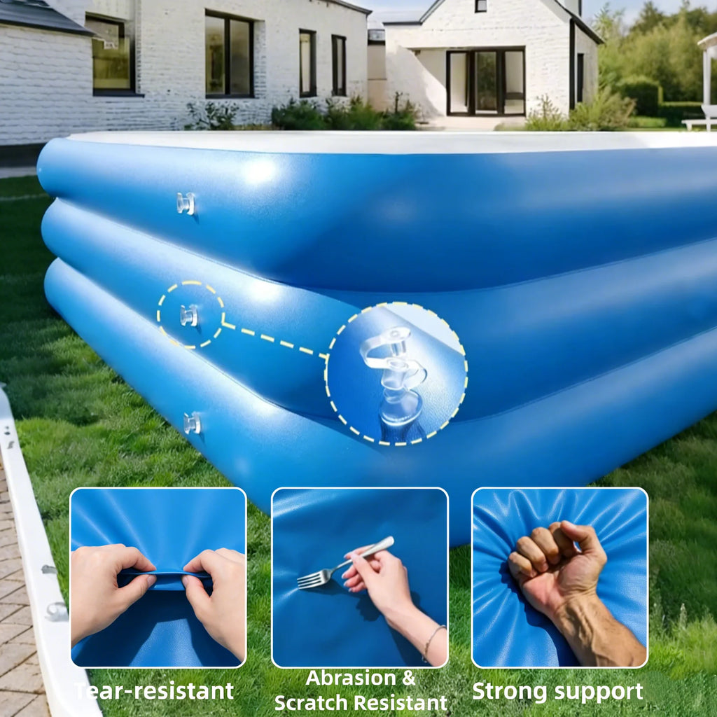 OUCHAO Family Inflatable Swimming Pool | Thickened PVC Antibacterial Odor-Free | CTI Certified 48H Leak Test | Fast Inflation