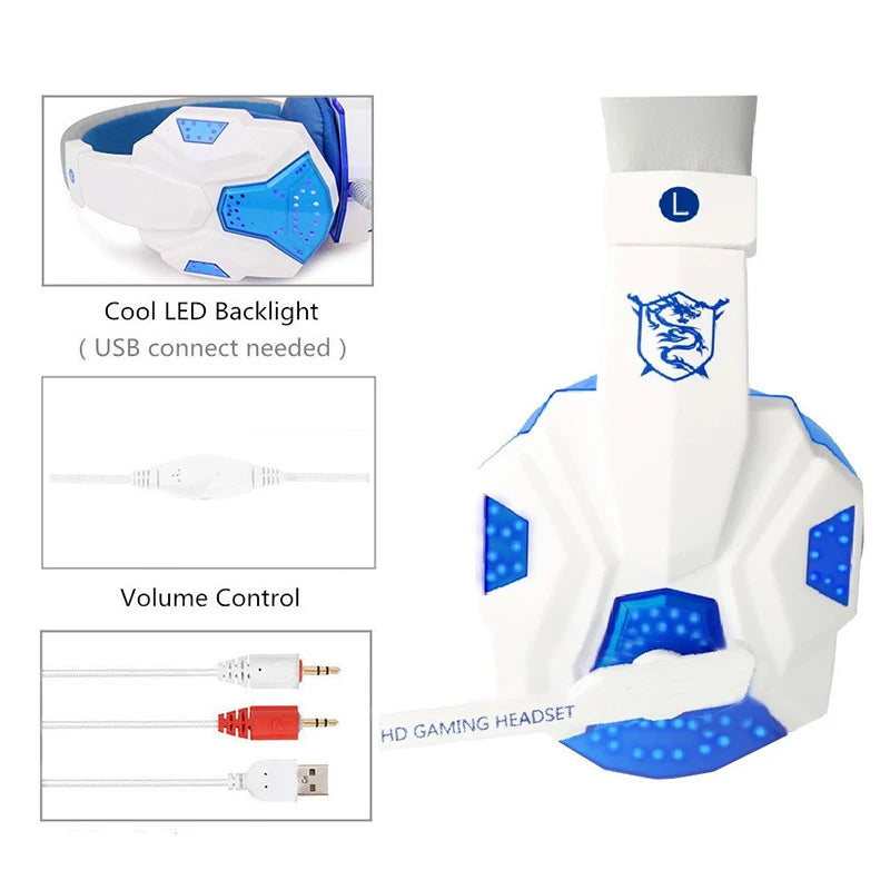 New Professional Wired Gaming Headphones With Microphone Led Light For Computer PS4 PS5 Xbox Bass Stereo PC Gaming Headset Gifts