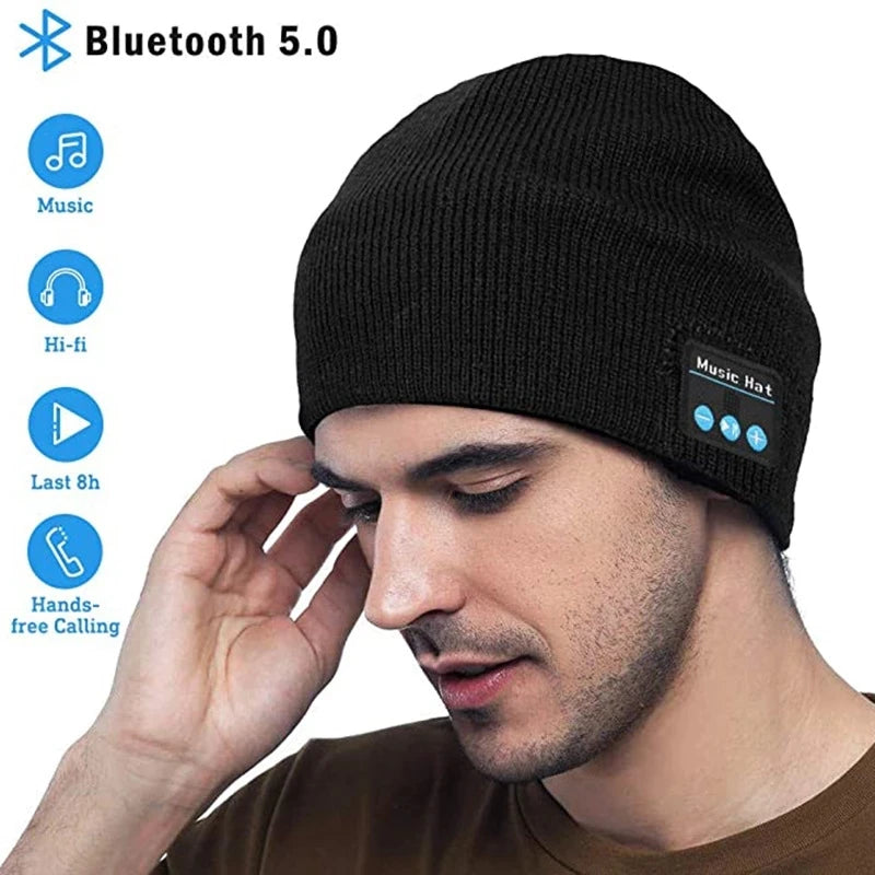 Bluetooth Earphone Music Hat Winter Wireless Headphone Cap Headset Mic Outdoor Cycling Hiking Knitted Hat
