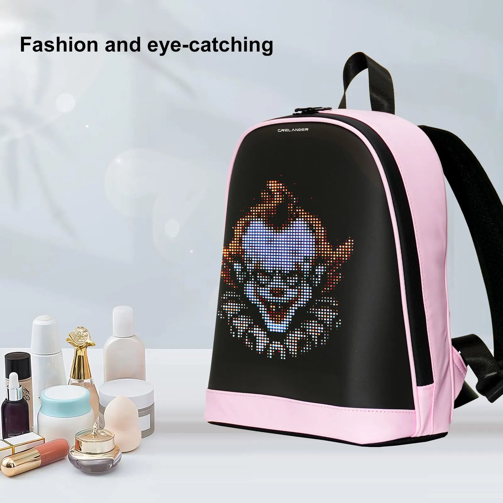CRELANDER T7 Smart Backpack Black Women Bags Custom DIY LED Full Color Screen Smart LED Backpack Mini Knapsack