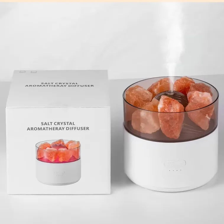 Colorful Night Light Adjustable Two-speed Aroma Diffuser With Nature Salt Stone 200mL Aromatherapy Machine Humidifier Integrated